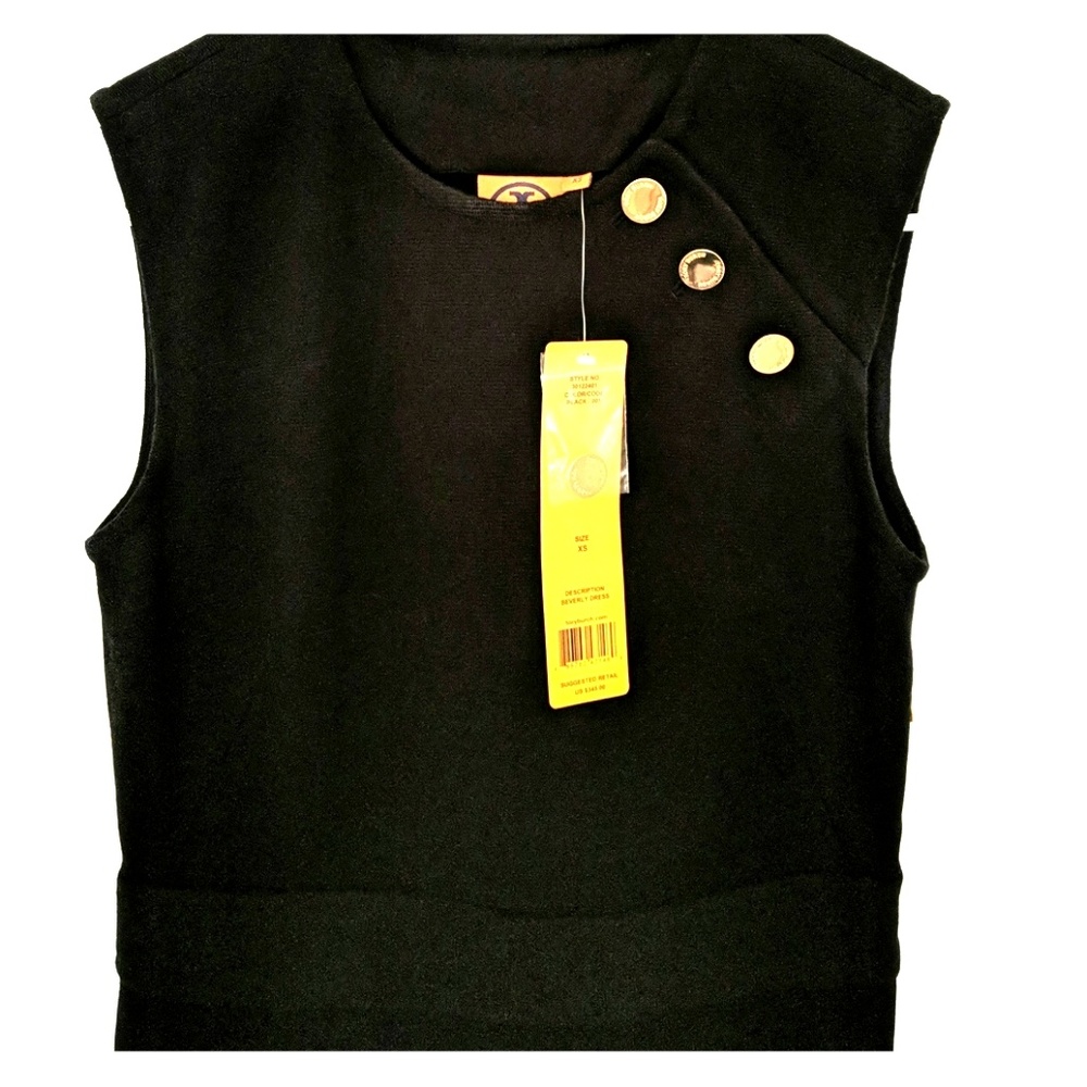 Tory burch black knit dress with gold buttons xs
